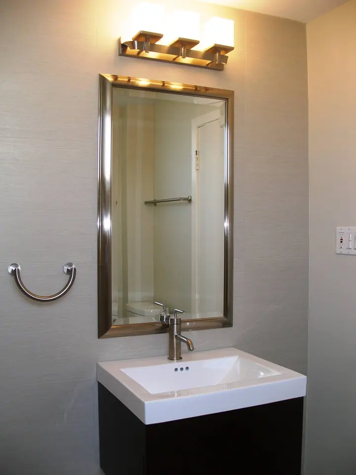 Stylish bath remodel with a floating vanity in the Inner Richmond, San Francisco: full van