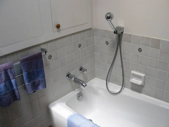A unique bathroom remodel in a Miraloma Park, San Francisco home: valve end tub