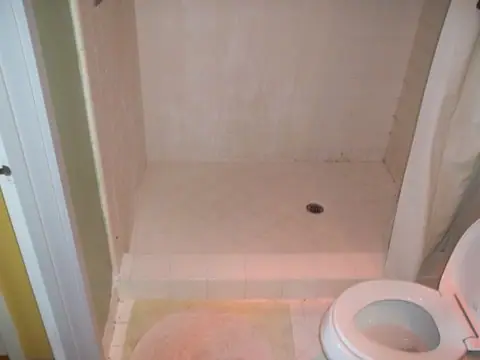 Bath remodel with a custom medicine cabinet: Before shower