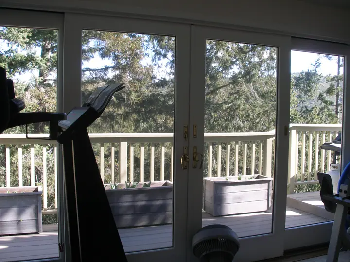 Deck converted to a work out room in Mill Valley: the sliders