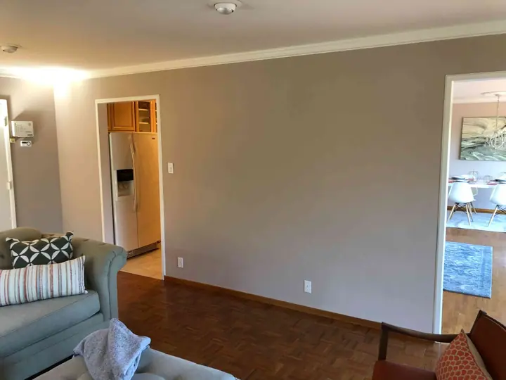 Wall removal kitchen alteration that created a great room in Terra Linda, San Rafael: lvrm wall before