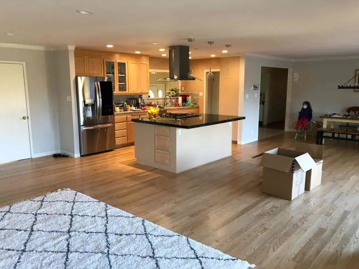 Wall removal kitchen alteration that created a great room in Terra Linda, San Rafael: no more walls
