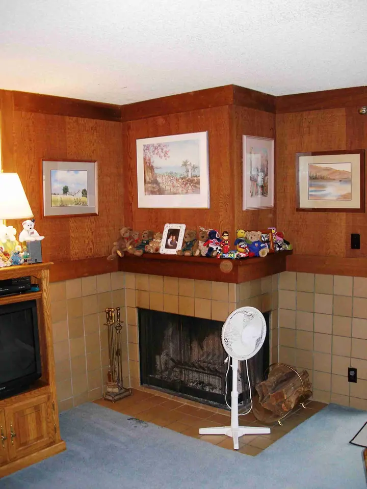Major fireplace remodel in Fairfax: whole fireplace before