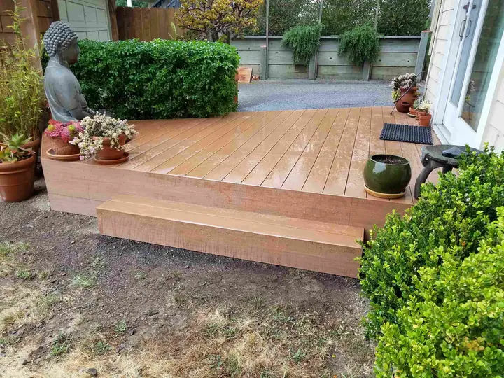 Ground-level deck redo with composite decking: finished deck