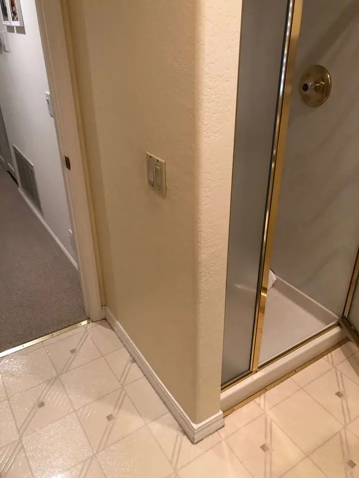 Guest bath remodel in San Rafael: Before Wall that is being removed