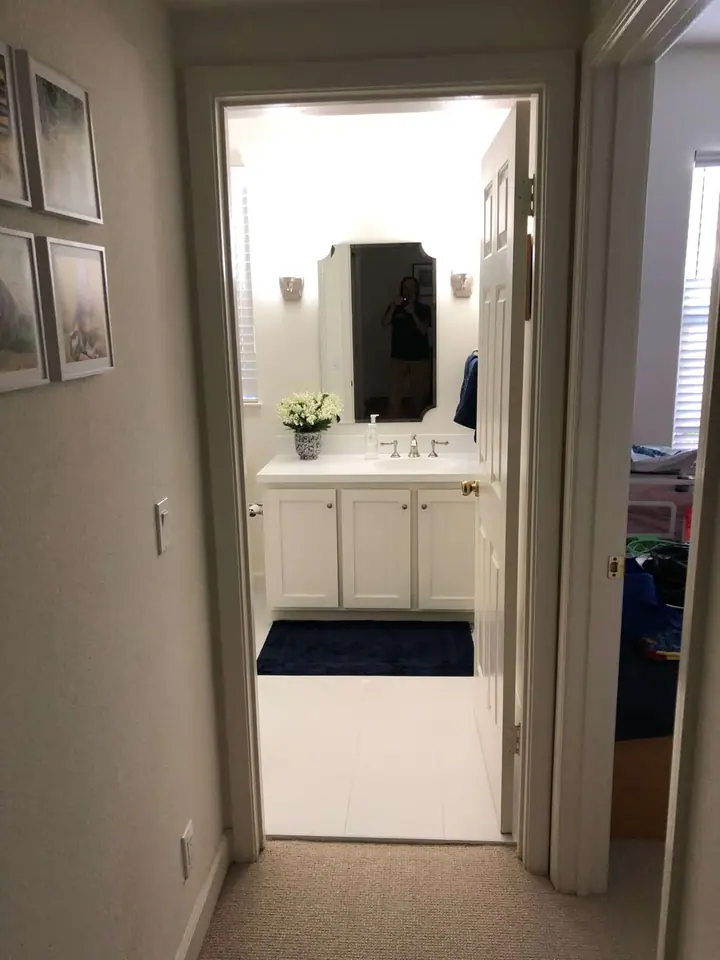 Guest bath remodel in San Rafael: view from the hall