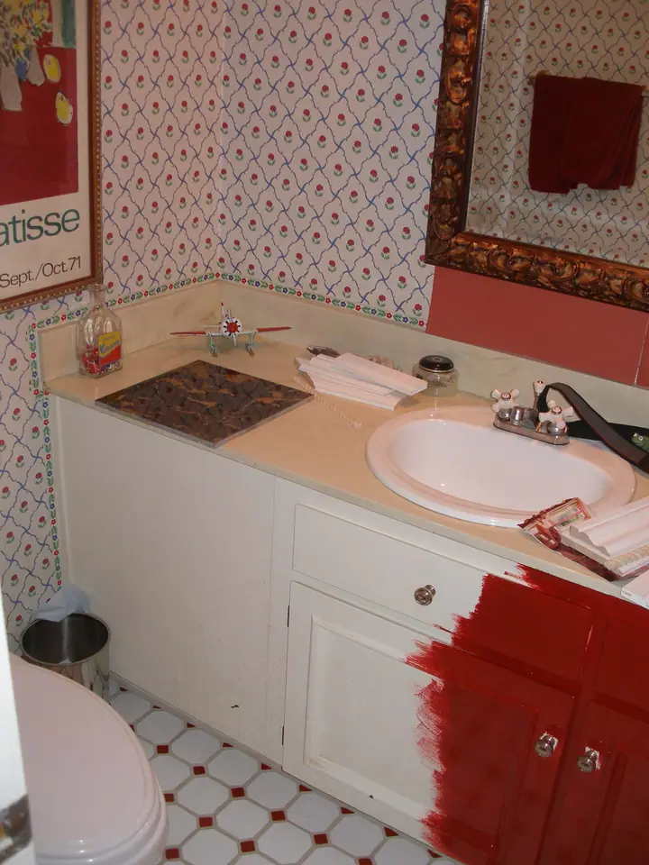 Half bath remodel in Larkspur: Before wide shot