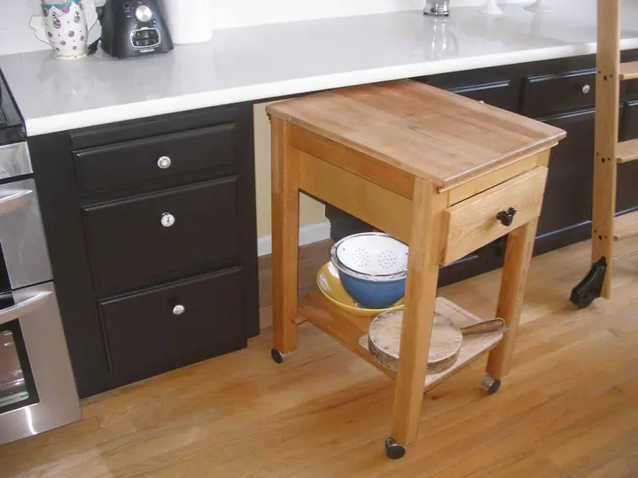 Kitchen reorientation remodel with special features in Petaluma: pull out cart