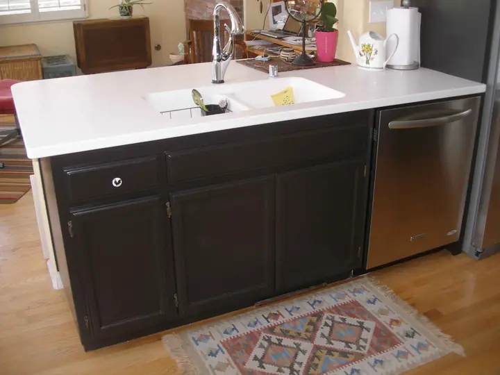 Kitchen reorientation remodel with special features in Petaluma: sink base
