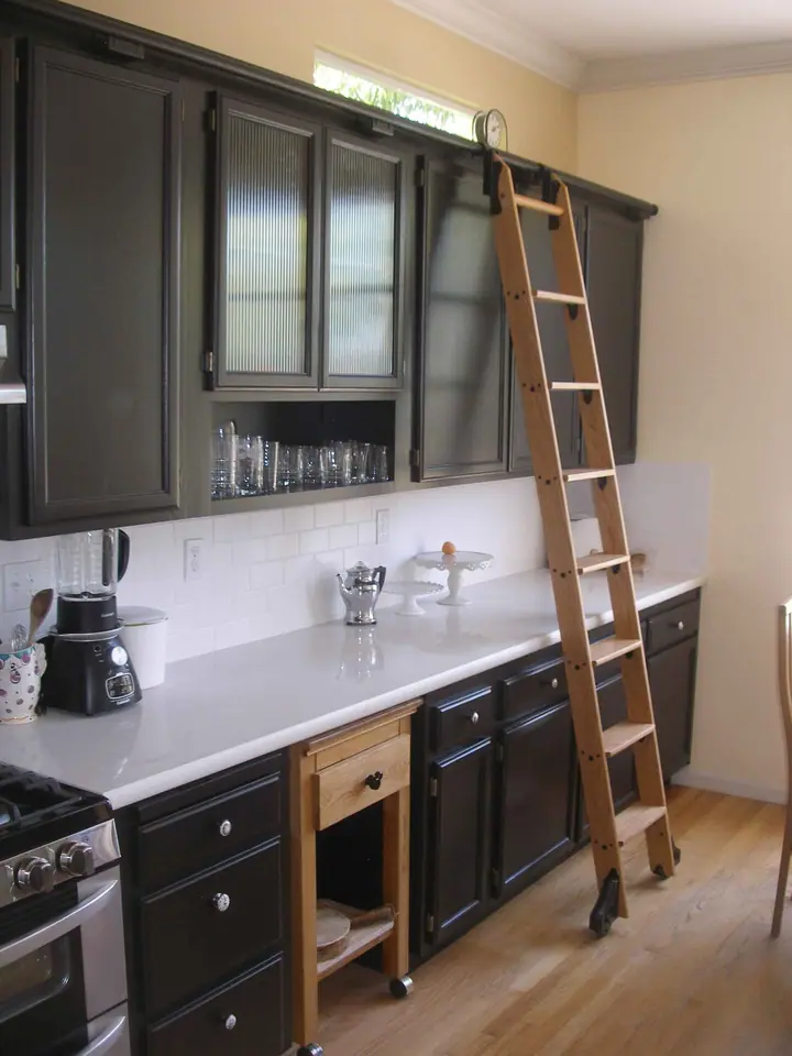 Kitchen reorientation remodel with special features in Petaluma: to back wall
