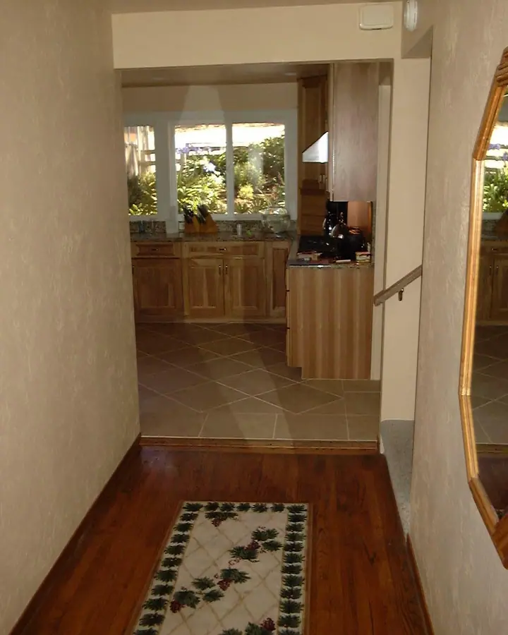 Major kitchen alteration in Novato: east end wall from hall