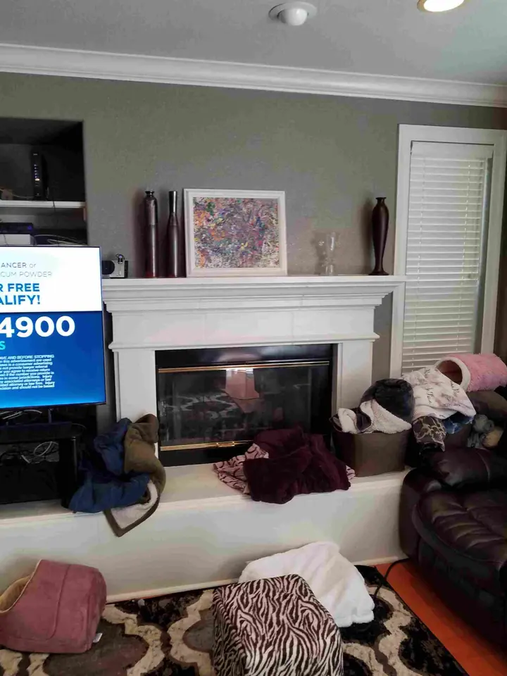 Novato fireplace remodel: Before head on
