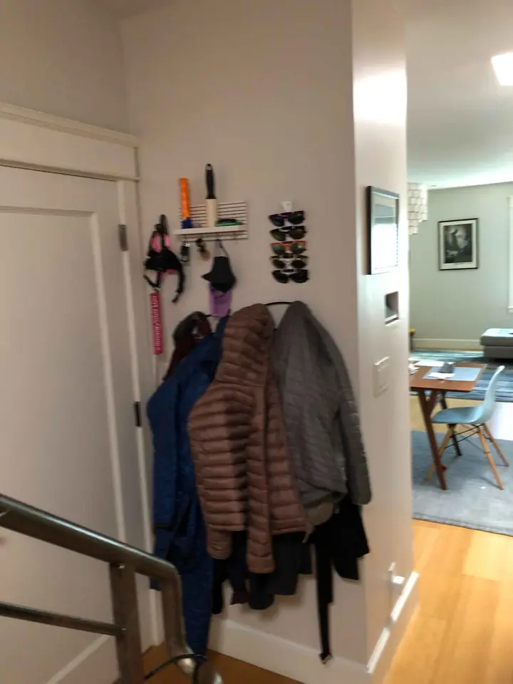 Reversing a closet to create a coat closet by the front door in Bernal Heights, San Francisco: new location