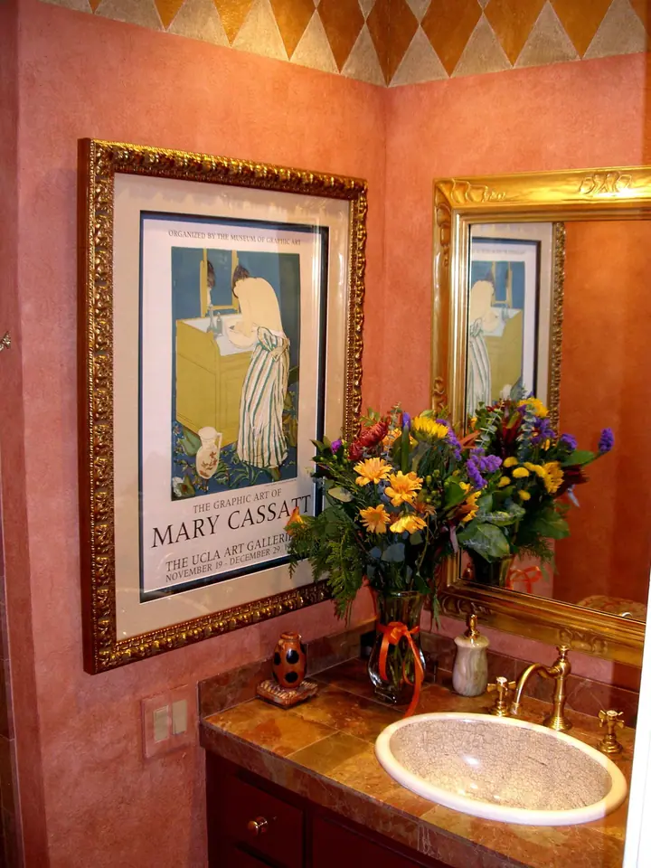 Uniquely personalized Greenbrae, Marin bathroom: vanity left