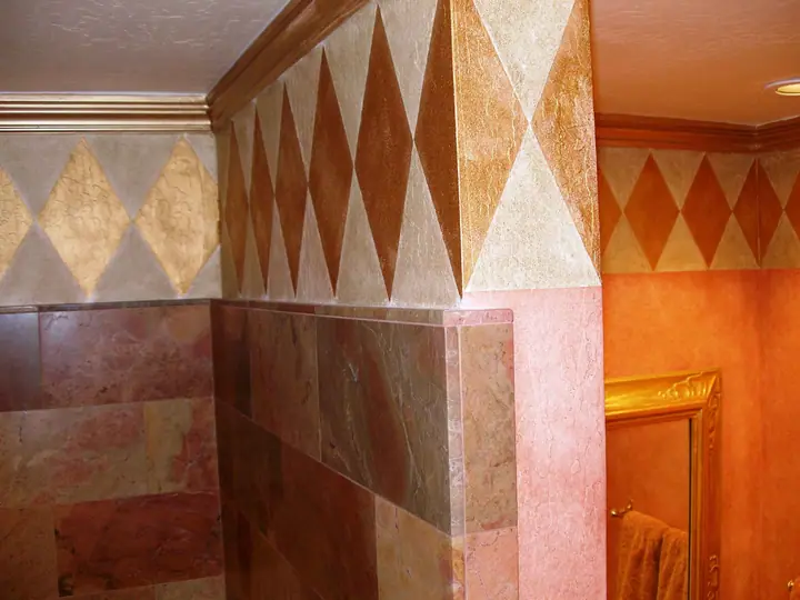 Uniquely personalized Greenbrae, Marin bathroom: wall detail